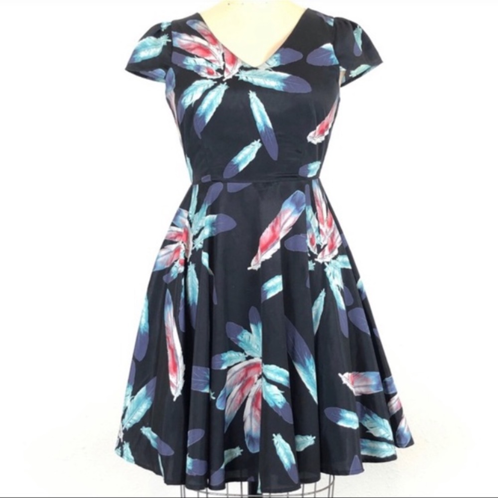 Alice Moon Black Feather Print Dress